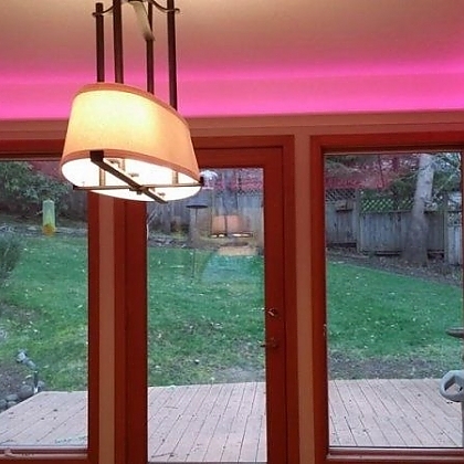 Dining Room With Crown Molding, Hidden Led Lighting